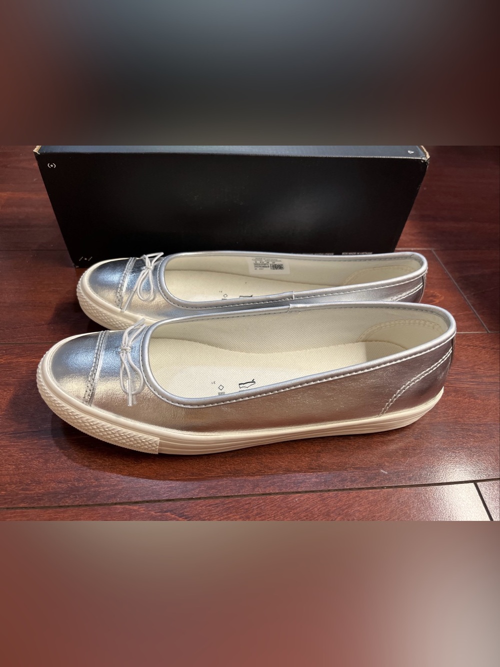 Womens 8 Converse Dainty Ballerina Slip On Silver Metallic New A14492C HALF BOX - Picture 7 of 16